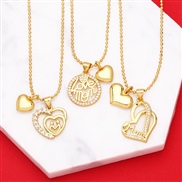 (K)creative personality Double pendant necklace woman Wordmom love diamond zircon clavicle chain necklacenkb