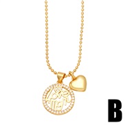 (B)creative personality Double pendant necklace woman Wordmom love diamond zircon clavicle chain necklacenkb