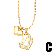 (C)creative personality Double pendant necklace woman Wordmom love diamond zircon clavicle chain necklacenkb