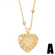 (A) wind love necklace clavicle chain woman temperament all-Purpose heart-shaped zirconnkb
