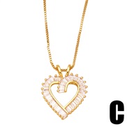 (C) wind love necklace clavicle chain woman temperament all-Purpose heart-shaped zirconnkb