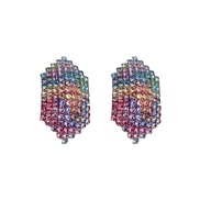 (color )occidental style fully-jewelled Colorful earrings  high gradual change Rhinestone ear stud exaggerating banque