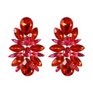 ( red)spring summer all-Purpose temperament Alloy diamond earrings  palace temperament elegant lady earring Rhinestone 
