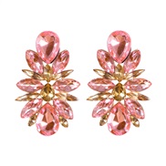 ( Pink)spring summer all-Purpose temperament Alloy diamond earrings  palace temperament elegant lady earring Rhinestone