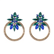 ( blue)palace temperament diamond big circle earrings  elegant lady ornament Rhinestone flowers earring