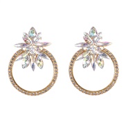 (AB color)palace temperament diamond big circle earrings  elegant lady ornament Rhinestone flowers earring