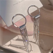 (EH  Silver needle) wind temperament long style tassel earrings woman Korea fully-jewelled arring high ear stud