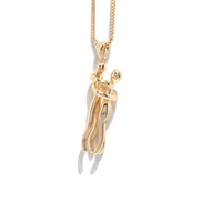 ( gold +gold )occidental style bronze pendant  personality creative double color lovers necklace  fashion clavicle chain
