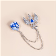 (Z )occidental style brooch retro Five-pointed star chain Alloy enamel Suit man woman