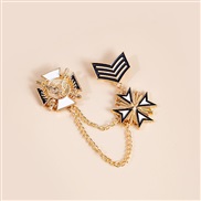 (Z )occidental style brooch retro Five-pointed star chain Alloy enamel Suit man woman