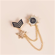 (Z  )occidental style brooch retro Five-pointed star chain Alloy enamel Suit man woman