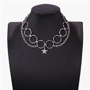 ( White K Five pointed star  necklace)occidental style  personality creative hollow cirque chain chain woman  brief dia