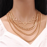 ( Gold)occidental style  personality geometry set  brief Peach heart hollow multilayer chain necklace woman