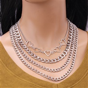 ( White K)occidental style  personality geometry set  brief Peach heart hollow multilayer chain necklace woman