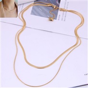 Korean style fashion concise all-Purpose snake chain Double layer titanium steel temperament short style necklace