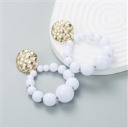 ( white)occidental style fashion new exaggerating color beads Alloy earrings woman Bohemia brief gradual change arring