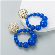 ( blue)occidental style fashion new exaggerating color beads Alloy earrings woman Bohemia brief gradual change arring