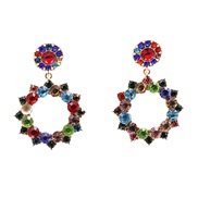 ( Color)occidental style fashion personality fashion geometry sun flower diamond earrings woman style earring color dia