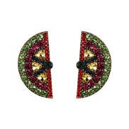 ( green)creative trend  occidental style Rhinestone  crystal ear stud  personality fruits earrings
