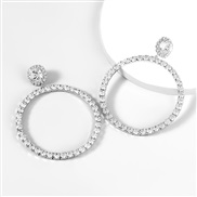 ( Silver)occidental style creative exaggerating Alloy diamond Rhinestone glass diamond Round earring earrings woman fas