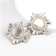 ( white)occidental style creative personality Alloy diamond Rhinestone sun flower earrings woman fashion brief super ar