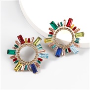 ( Color)occidental style creative personality Alloy diamond Rhinestone sun flower earrings woman fashion brief super ar