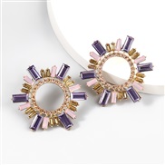 ( pink and purple )occidental style creative personality Alloy diamond Rhinestone sun flower earrings woman fashion bri