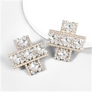 ( white)occidental style retro fashion Alloy diamond Rhinestone glass diamond cross earrings super arringearrings