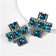 ( blue)occidental style retro fashion Alloy diamond Rhinestone glass diamond cross earrings super arringearrings