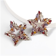(red color )fashion trend super Alloy diamond Rhinestone star earrings woman occidental style personalityearrings