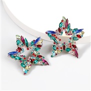 ( Green color)fashion trend super Alloy diamond Rhinestone star earrings woman occidental style personalityearrings