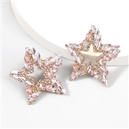 ( Pink)fashion trend super Alloy diamond Rhinestone star earrings woman occidental style personalityearrings