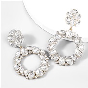 ( white)occidental style Alloy diamond Rhinestone Round earring earrings woman super trend