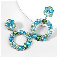 (green )occidental style Alloy diamond Rhinestone Round earring earrings woman super trend