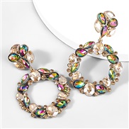 ( Golden color)occidental style Alloy diamond Rhinestone Round earring earrings woman super trend