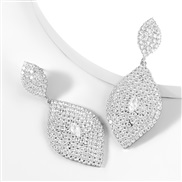 ( Silver)Korea big brief Alloy diamond Rhinestone zircon geometry earring earrings fashion super occidental style