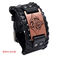( blackPU+red ) brief personality weave leather bracelet brief width leather bangle