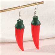 (Z hongse)Korean style fashion lovely temperament all-Purpose imitate earrings brief trend resin color earrings