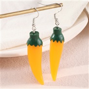 (Z huangse)Korean style fashion lovely temperament all-Purpose imitate earrings brief trend resin color earrings