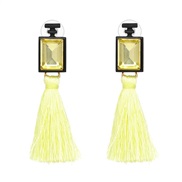( yellow)D occidental style ethnic style Bohemia brief tassel earring fashion diamond earrings