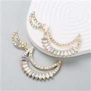 ( AB white)occidental style fashion brilliant Moon Alloy diamond exaggerating earrings woman temperament long style per