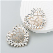 ( white)occidental style fashion personality brilliant Alloy Rhinestone Word heart-shaped earrings high temperament ear