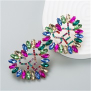( Color)occidental style fashion personality brilliant Alloy Rhinestone Word heart-shaped earrings high temperament ear