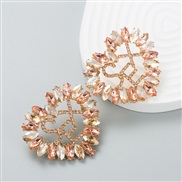 ( champagne)occidental style fashion personality brilliant Alloy Rhinestone Word heart-shaped earrings high temperament