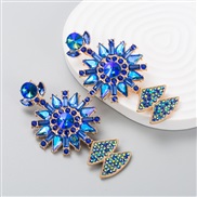 ( blue)occidental style fashion exaggerating personality color embed Rhinestone pendant earrings Street Snap all-Purpos