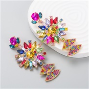 ( Color)occidental style fashion exaggerating personality color embed Rhinestone pendant earrings Street Snap all-Purpo