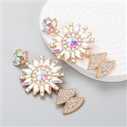 (AB color)occidental style fashion exaggerating personality color embed Rhinestone pendant earrings Street Snap all-Pur