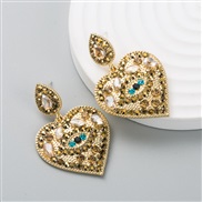 ( Gold)occidental style Alloy diamond eyes heart-shaped earrings woman retro exaggerating long style arring