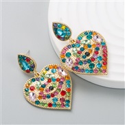 ( Color)occidental style Alloy diamond eyes heart-shaped earrings woman retro exaggerating long style arring