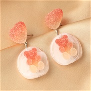 (Z fenju) creative resin samll earrings  love ear stud candy colors temperament woman ear stud